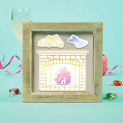 Christmas Fireplace Dies & Stamps Set w/ Socks Bells