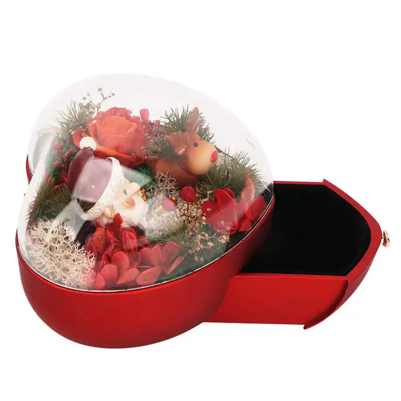 Christmas Flower Necklace Box Acrylic Cover Elaborate Store Accessories