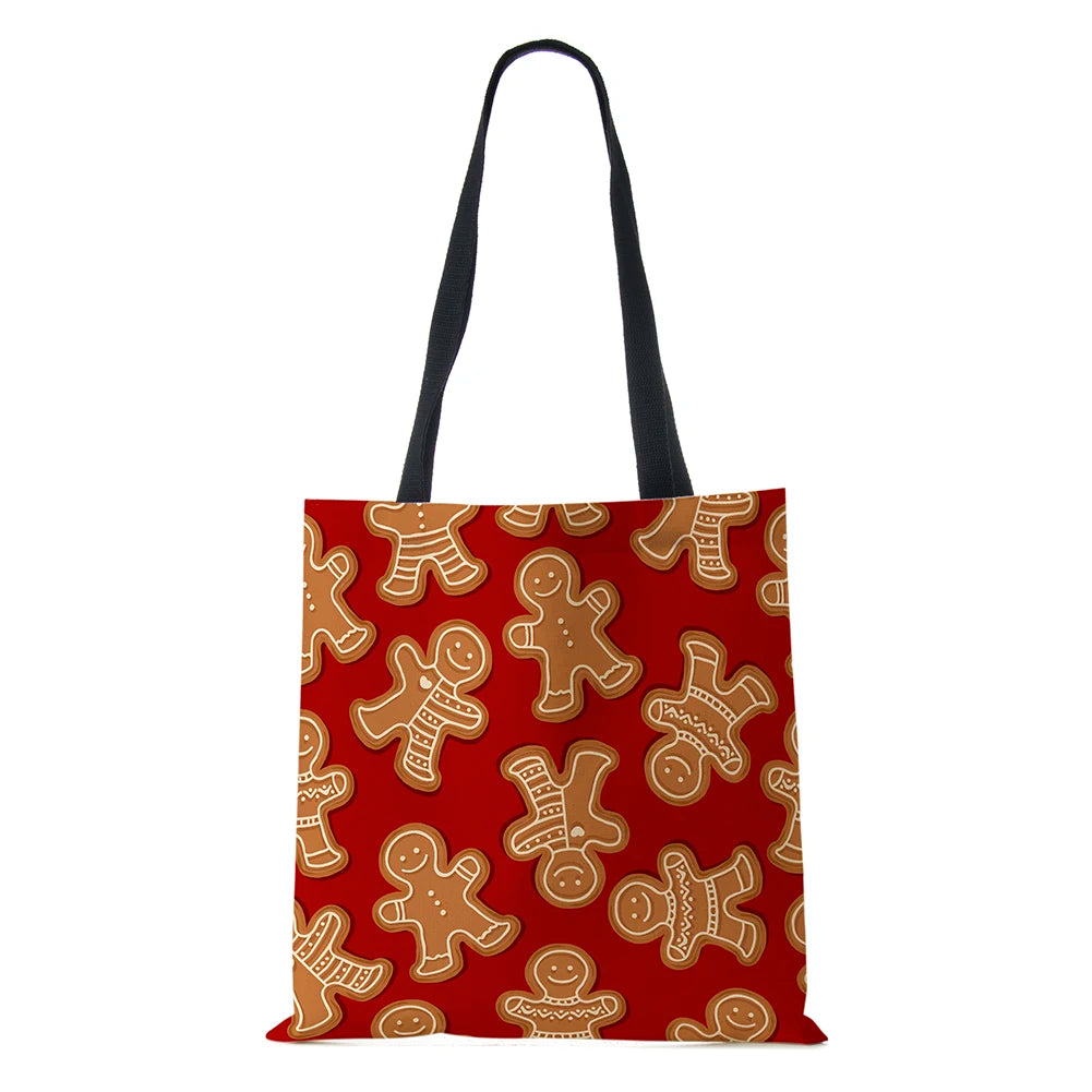 Christmas Harajuku Canvas Shopper Bag Merry Christmas Travel Shoulder Bag