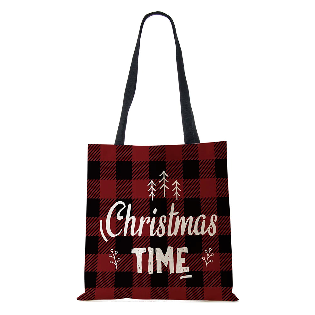 Christmas Harajuku Canvas Shopper Bag Merry Christmas Tree Reusable