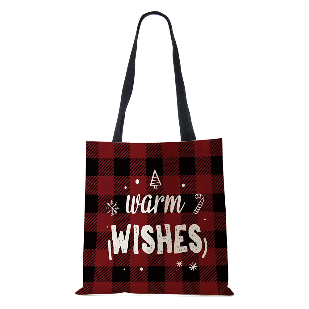 Christmas Harajuku Canvas Shopper Bag Merry Christmas Tree Reusable