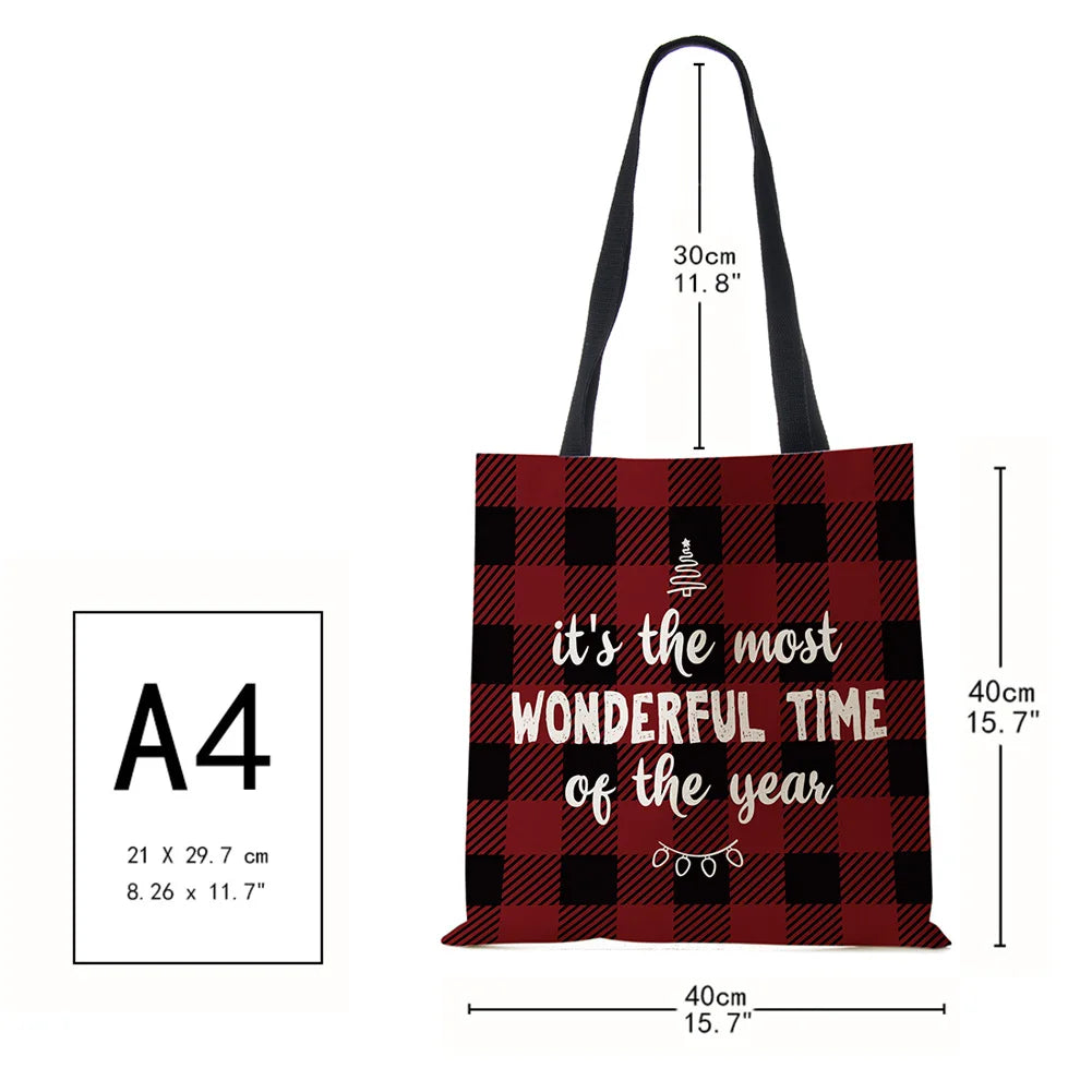 Christmas Harajuku Canvas Shopper Bag Merry Christmas Tree Reusable