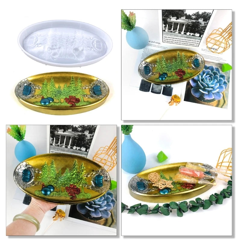 Christmas Resin Tray Molds Bowknot Bell Tree Silicone Mold