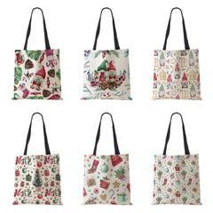 Christmas Santa Claus Harajuku Canvas Shopper Bag Large Capacity Handbag
