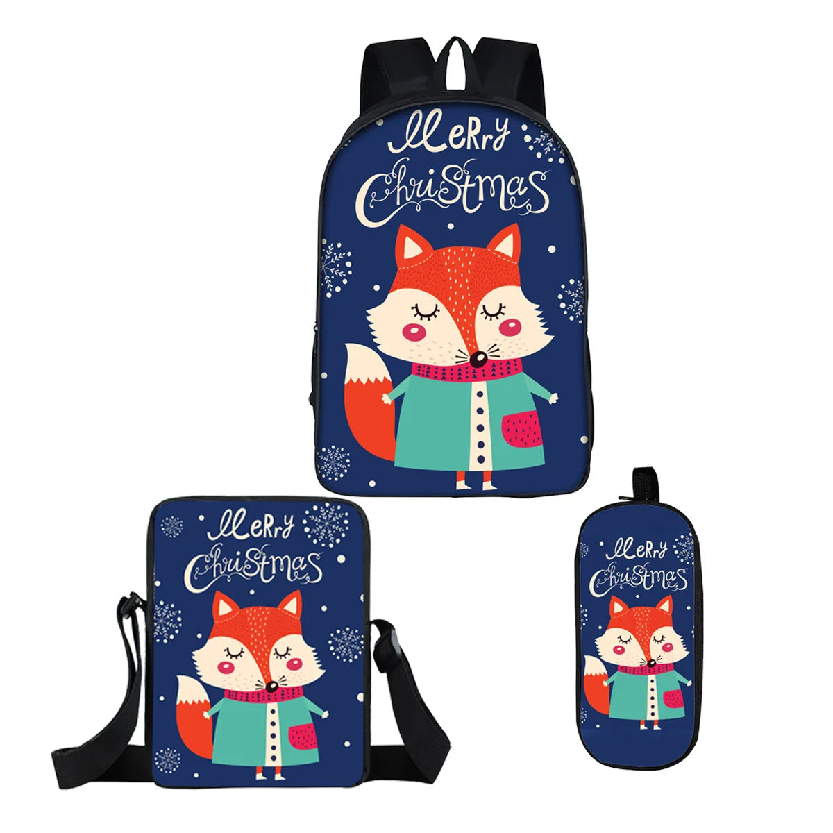 Christmas Three-piece Backpack Creative Polyester Comfortable Burden Reduction