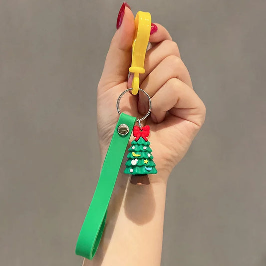Christmas Keychain Cartoon School Bag Pendant Silicone Keychain