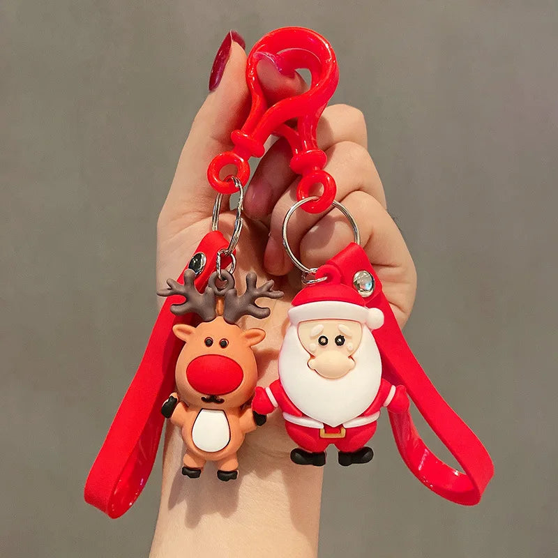 Christmas Keychain Cartoon School Bag Pendant Silicone Keychain