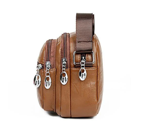 Chuwanglin Soft PU Leather Ladies Shoulder Messenger Bag Double Zipper Bolsa