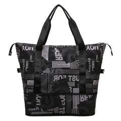 Chuwanglin Newspaper Printing Shoulder Bag Folding Travel Handbag