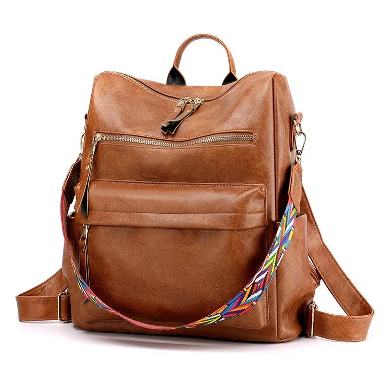 Chuwanglin Women Backpack Youth Leather Female School Bagpack D103011