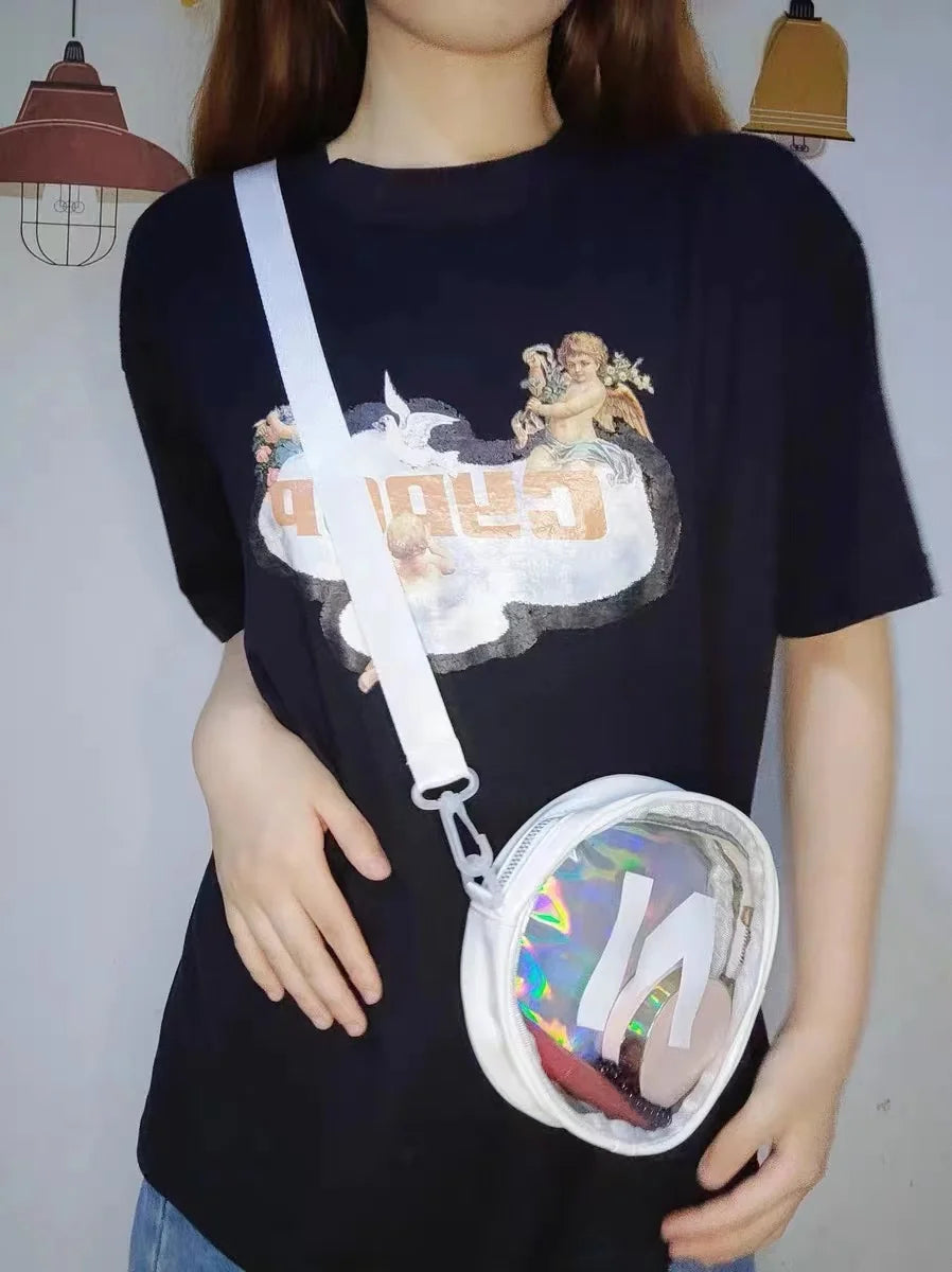 Circle Shape Laser Hologram Sympony See Through Waterproof Carry Bags