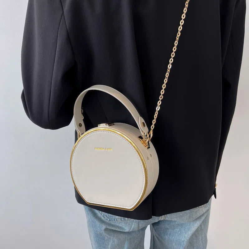 Circular Shoulder Bag for Women Small Flap Handbag
