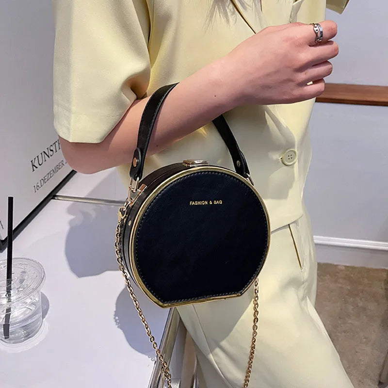 Circular Shoulder Bag for Women Small Flap Handbag