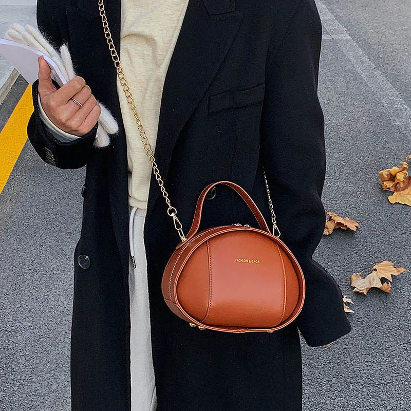 Spring Retro Circular PU Leather Shoulder Bag for Women