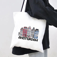 Amsterdam Canal Women Canvas Shoulder Bag Tote Eco Shopper