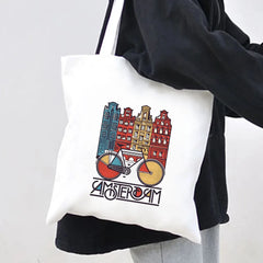 Amsterdam Canal Women Canvas Shoulder Bag Tote Eco Shopper