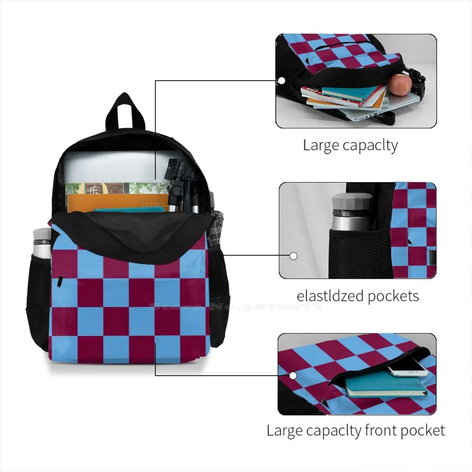 AVFC Villains Claret and Checkered Fan Flag Backpack