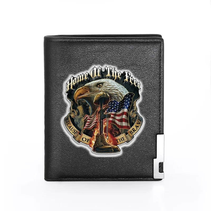 American Soldiers Leather Wallet Billfold Slim Credit Card/ID Holders