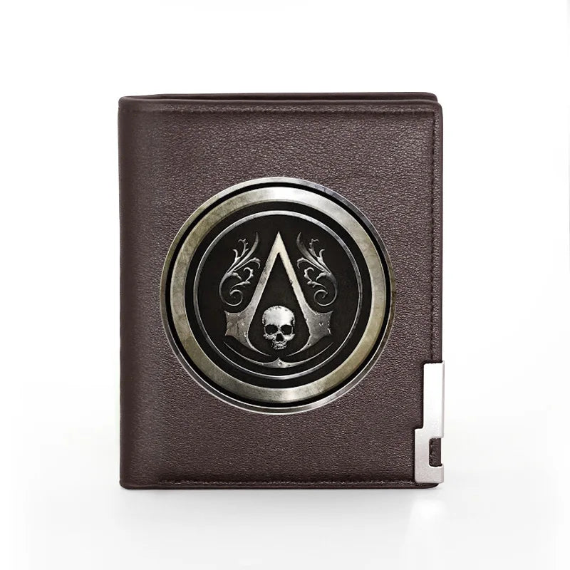 Assassin Skull Leather Wallet Slim Card Holder Money Bag