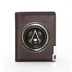 Assassin Skull Leather Wallet Slim Card Holder Money Bag