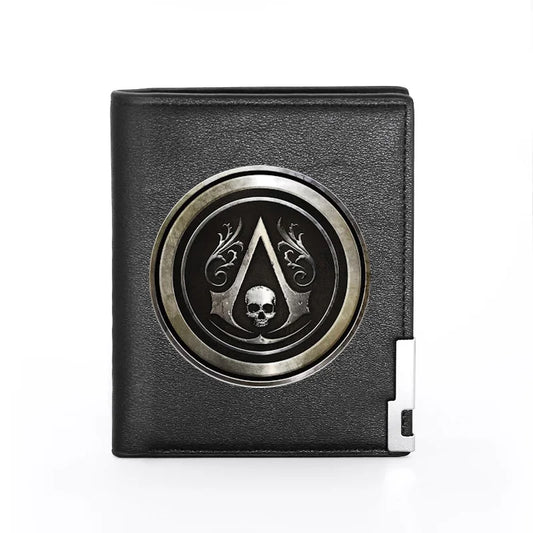Assassin Skull Leather Wallet Slim Card Holder Money Bag