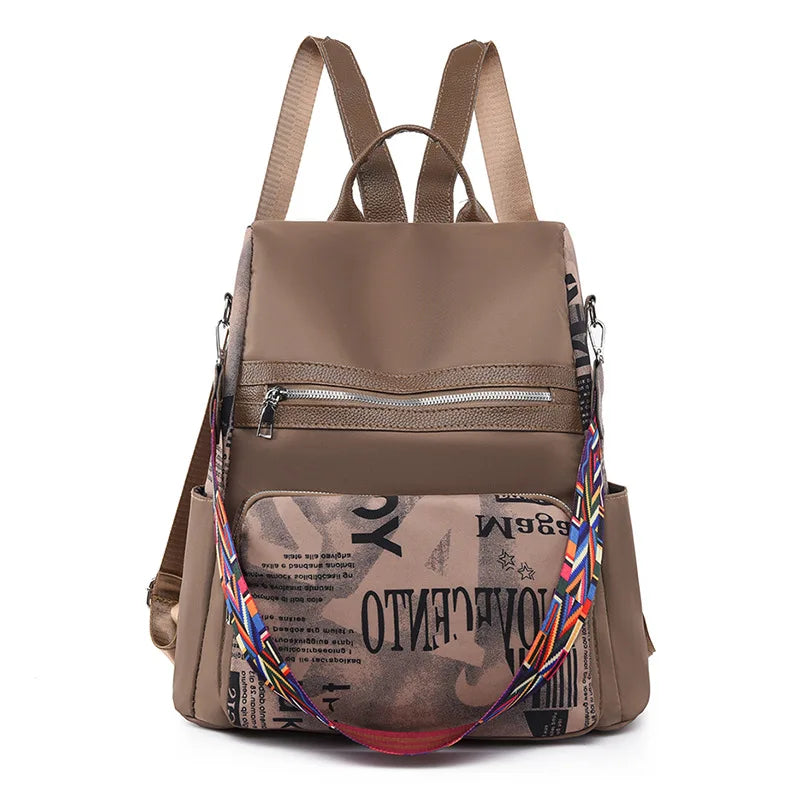 Casual Oxford Women's Backpack Patchwork Print Student Girls School Bags