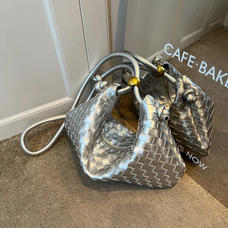 Classic PU Braided Shoulder Bags Crossbody Handbags
