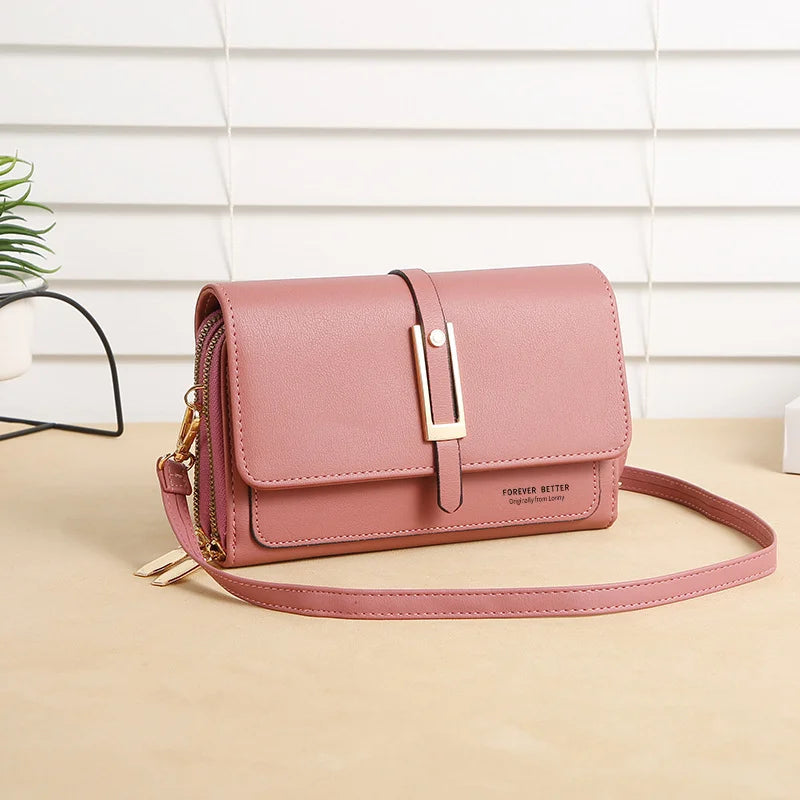 Vintage Ladies Flap Bag Crossbody Shoulder Long PU Leather Handbag
