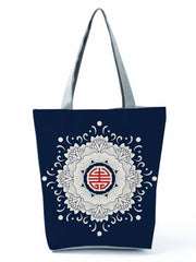 Chinese Style Floral Porcelain Printed Lady Handbag Shoulder Bag
