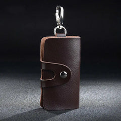 Leather Key Wallet Men Unisex Solid Pouch Keychain Holder Business Mini