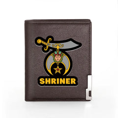 Masonic Shriner Leather Wallet Slim Billfold Credit Card Holder Money Bag