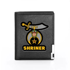 Masonic Shriner Leather Wallet Slim Billfold Credit Card Holder Money Bag