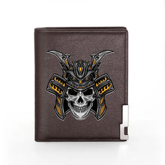 Leather Wallet Helmet Skull Billfold Slim Credit Card Holder Money Bag