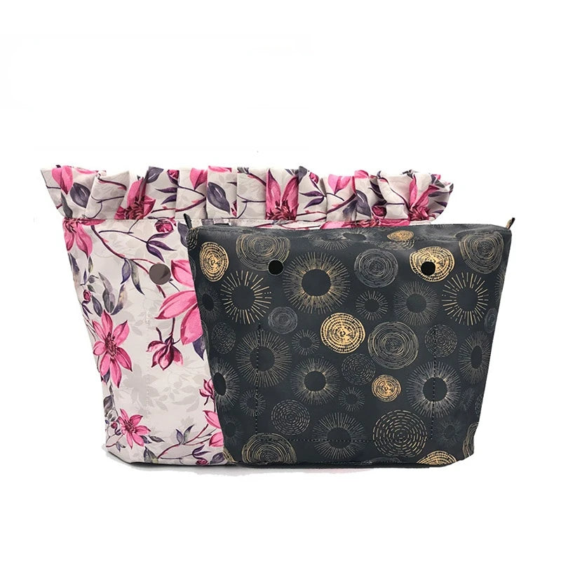 Colorful Floral Border Lining Print Inner Pocket For O bag I
