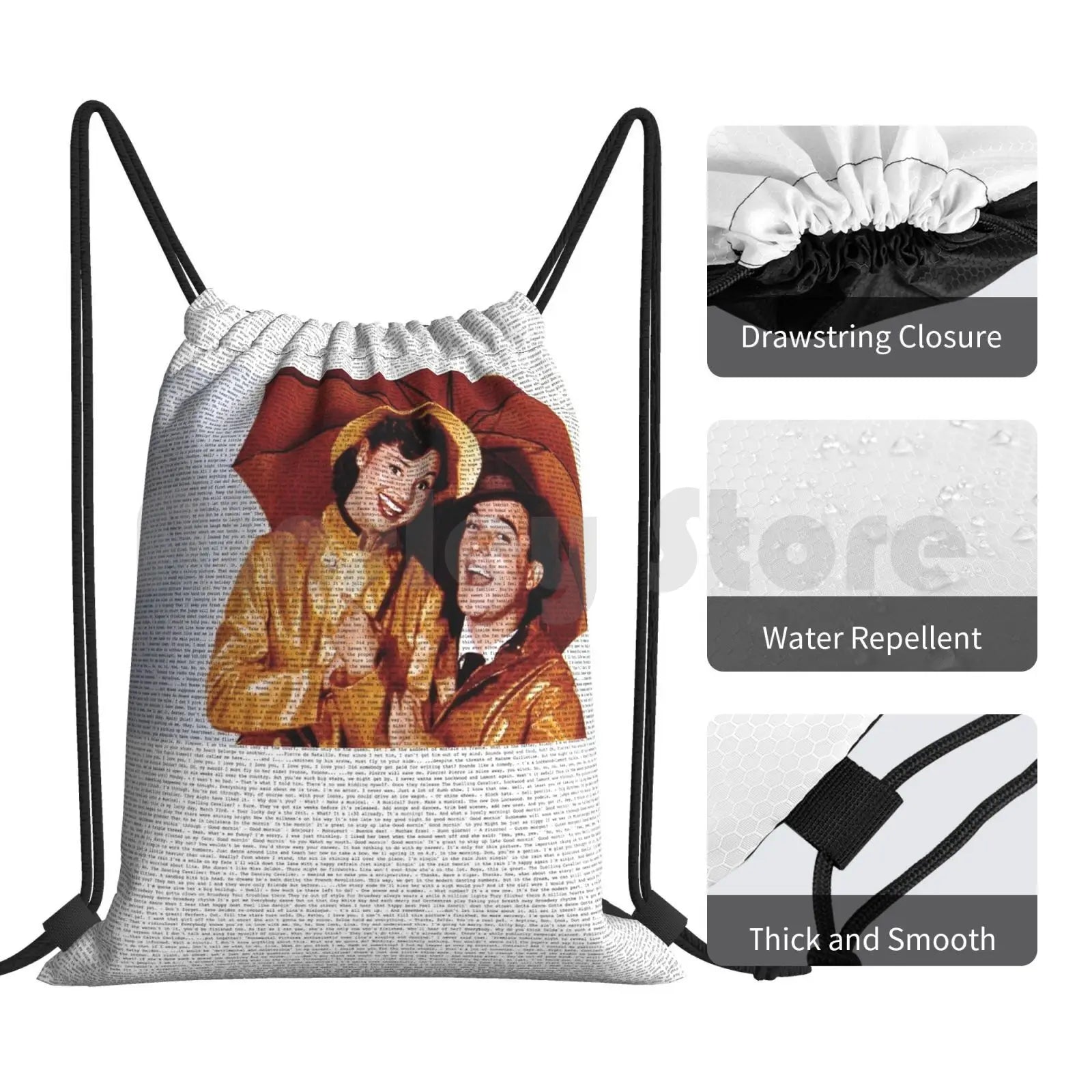 Movie Script Singing In The Rain Drawstring Bag Gym Waterproof