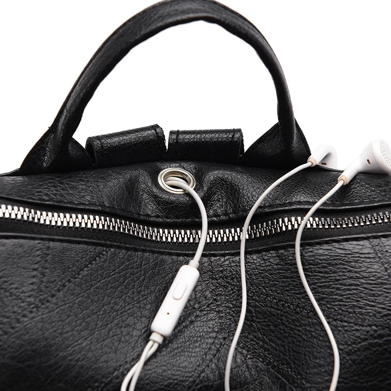 PU Leather Backpack for Women Waterproof Bagpack Anti-theft Travel Rucksack