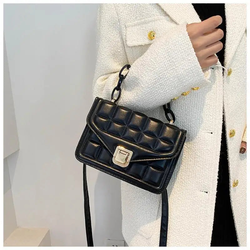 Plaid Leather Shoulder Bag Chain Crossbody Women Bolsas