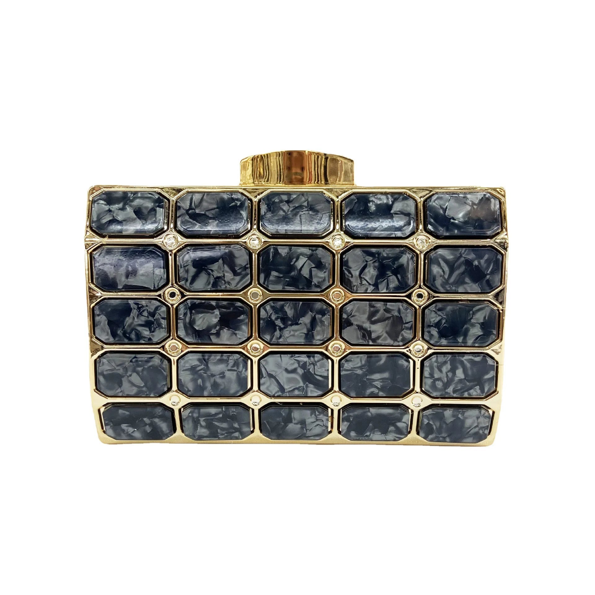 Retro Stone Grain Square Handbag for Wedding Party Clutch