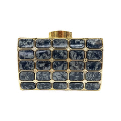 Retro Stone Grain Square Handbag for Wedding Party Clutch