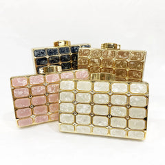 Retro Stone Grain Square Handbag for Wedding Party Clutch