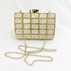 Retro Stone Grain Square Handbag for Wedding Party Clutch