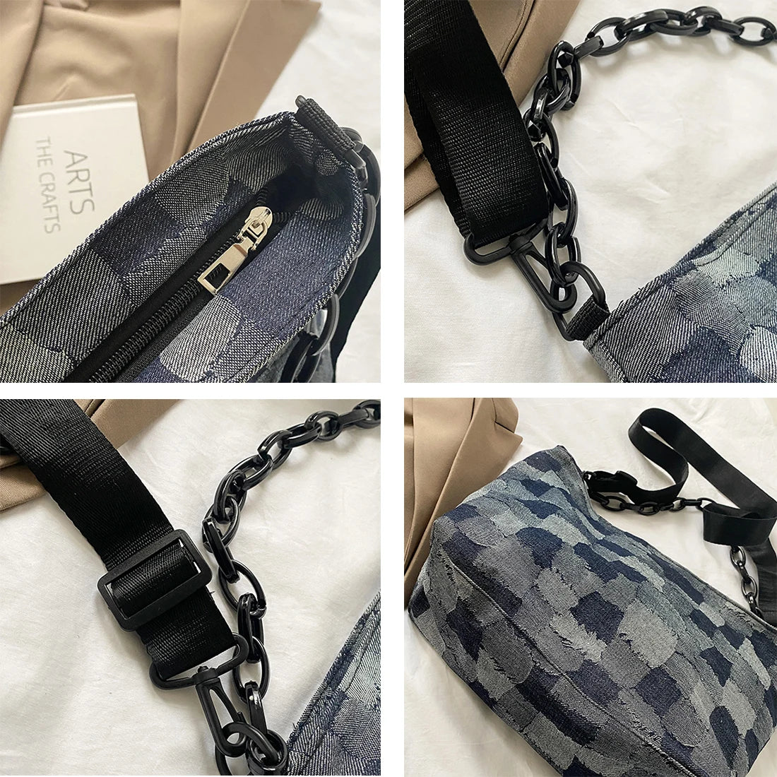Vintage Distressed Cross Body Shoulder Bag with 2 Straps