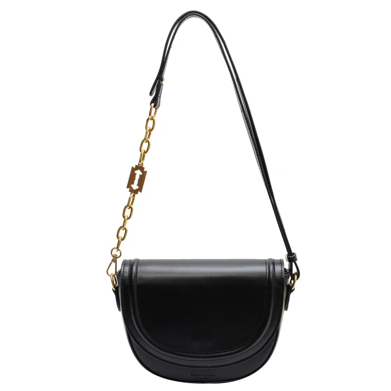 Pure Ladies Small Flap Bag Half Leather Shoulder Bag