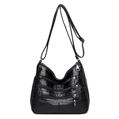 Soft Leather Shoulder Bags Multi-Layer Crossbody Handbag Purse