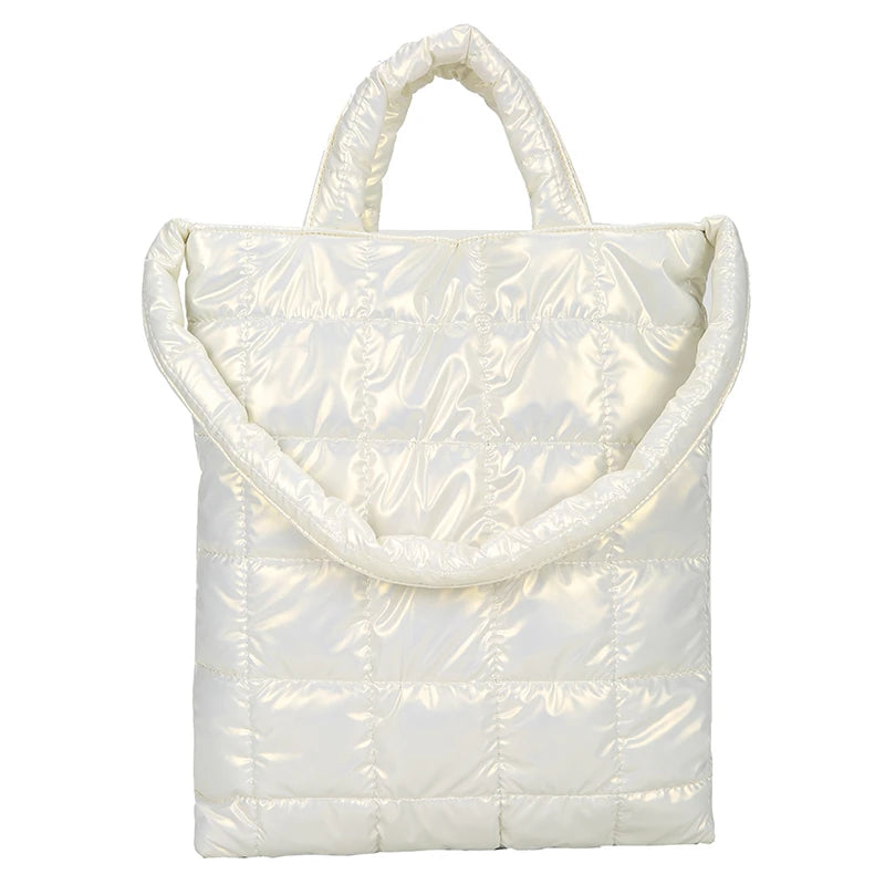 Classic Stitch Space Cotton Shoulder Bag Solid Plaid Handbag