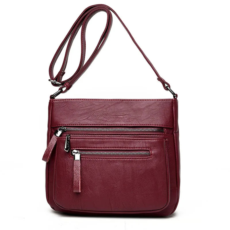 Classic Style Ladies Hand Shoulder Crossbody Bag PU Leather Top-Handle Purse