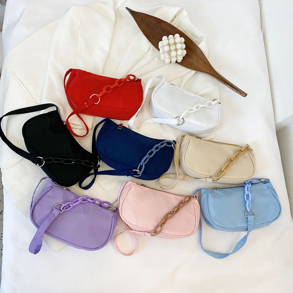 Classic Texture Women Nylon Totes Shoulder Bag Street Style Handbag Purse