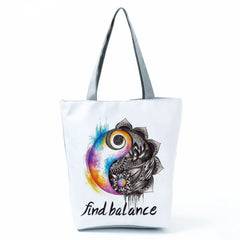 Totem Peace Tai Chi Print Tote Bag for Outdoor Travel