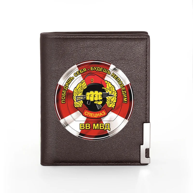 USSR Leather Wallet Military Men Women Billfold Credit Card Holders