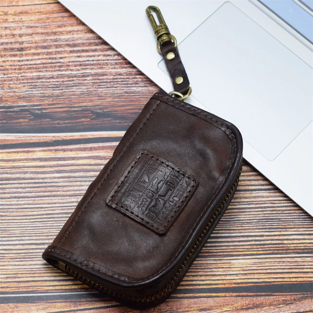 Classic Waist Key Bag Leather Calfskin Wallet Zipper Close